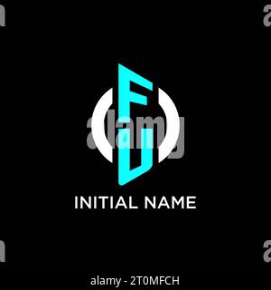 Idées de conception de logo de monogramme de cercle de FU Illustration de Vecteur