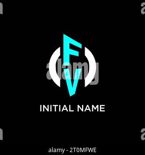 Idées de conception de logo de monogramme de cercle FV Illustration de Vecteur