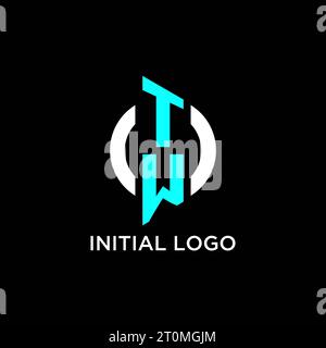 Idées de logo TW Circle Monogram Illustration de Vecteur