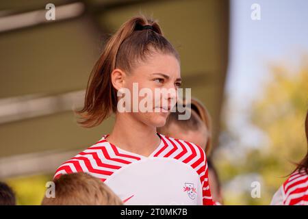 Francfort, Allemagne. 07 octobre 2023. Francfort, Allemagne, le 7 octobre 2023 : Julia Landenberger ( 21 Leipzig ) lors du match de football Google Pixel Frauen-Bundesliga entre l'Eintracht Frankfurt et le RB Leipzig au Stadion am Brentanobad à Francfort, Allemagne. (Julia Kneissl/SPP) crédit : SPP Sport Press photo. /Alamy Live News Banque D'Images