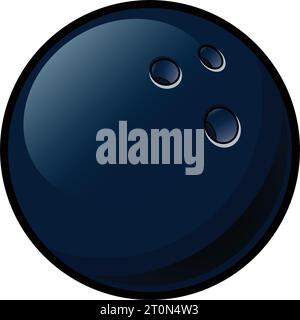 vecteur d'icône de boule de bowling classique simple de dessin animé noir à dix broches isolé sur fond blanc Illustration de Vecteur