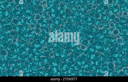 Bleu foncé et clair, cercles et triangles gris. Motif aléatoire. Texture sans couture. Banque D'Images