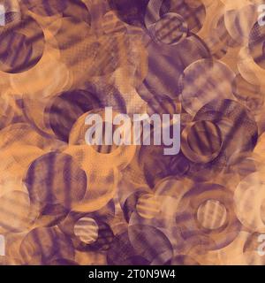 Cercles orange et violet avec texture demi-ton. Motif sans couture. Banque D'Images