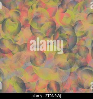 Fond de cercles noir, vert et orange. Textures demi-ton différentes. Motif sans couture Banque D'Images