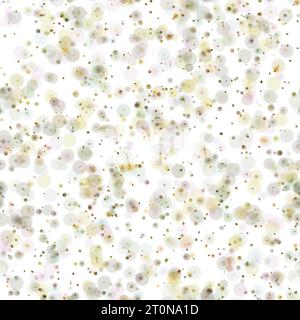 Cercles multicolores pâles aléatoires avec différentes tailles. Couleurs rose, gery, vert et jaune sur fond blanc. Motif sans couture Banque D'Images