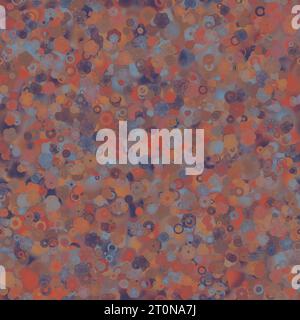 Motif floral multicolore abstrait avec fond flou. Texture sans couture. Couleurs orange, bleu et marron. Banque D'Images