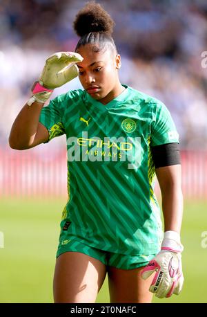 La gardienne de Manchester City Khiara Keating lors du match de Super League féminine de Barclays au joie Stadium de Manchester. Date de la photo : dimanche 8 octobre 2023. Banque D'Images
