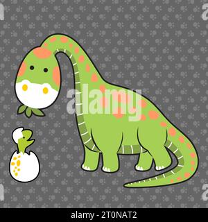 Famille drôle de dinosaures sur fond de sentier, illustration de dessin animé vectoriel Illustration de Vecteur