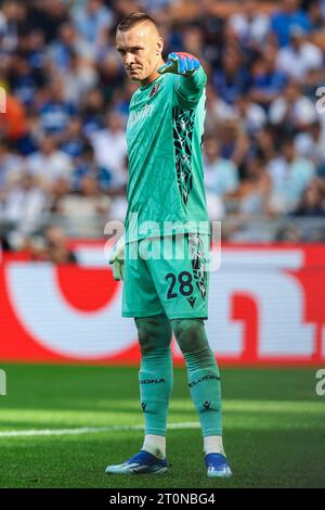 Milan, Italie. 07 octobre 2023. Lukasz Skorupski du Bologna FC vu en action lors du match de football Serie A 2023/24 entre le FC Internazionale et le Bologna FC au stade Giuseppe Meazza, Milan, Italie, le 07 octobre 2023 crédit : Independent photo Agency/Alamy Live News Banque D'Images