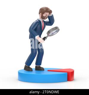 Illustration 3D de l'homme d'affaires américain Bob stand sur Tax Chart.3D rendu sur fond blanc. Banque D'Images