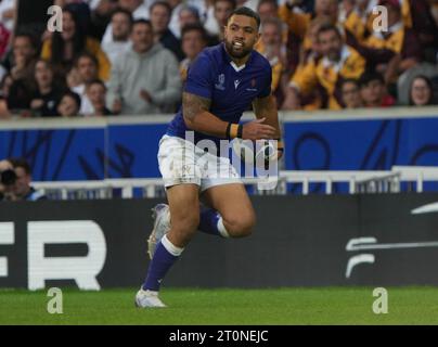 Lille, France. 07 octobre 2023. Ducan Paia, AUA de Saoma lors de la coupe du monde 2023, poule D match de rugby entre l'Angleterre et Samoa le 7 octobre 2023 au stade Pierre Mauroy à Villeneuve-d'Ascq près de Lille, France - photo Laurent Lairys/ABACAPRESS.COM crédit : Abaca Press/Alamy Live News Banque D'Images