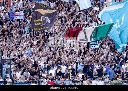 Rome, Italie. 08 octobre 2023. Supporters du SS Lazio lors du match Serie A Tim entre le SS Lazio et Atalanta BC au Stadio Olimpico le 8 octobre 2023 à Rome, en Italie. Crédit : Giuseppe Maffia/Alamy Live News Banque D'Images