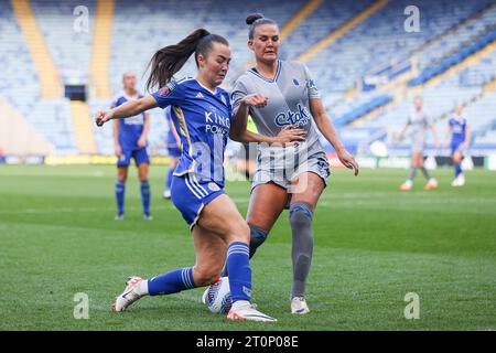 Leicester, Royaume-Uni. 08 octobre 2023. Missy Goodwin de Leicester en attaque lors du match de la FA Women's Super League entre Leicester City Women et Everton Women au King Power Stadium, Leicester, en Angleterre, le 8 octobre 2023. Photo de Stuart Leggett. Usage éditorial uniquement, licence requise pour un usage commercial. Aucune utilisation dans les Paris, les jeux ou les publications d'un seul club/ligue/joueur. Crédit : UK Sports pics Ltd/Alamy Live News Banque D'Images