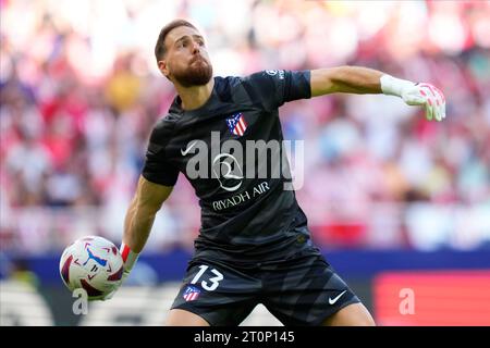 Madrid, Espagne. 08 octobre 2023. Jan Oblak de l'Atletico de Madrid lors du match de la Liga entre l'Atletico de Madrid et la Real Sociedad a joué au stade Civitas Metropolitano le 8 octobre à Madrid, Espagne. (Photo de Cesar Cebolla/PRESSINPHOTO) crédit : PRESSINPHOTO SPORTS AGENCY/Alamy Live News Banque D'Images