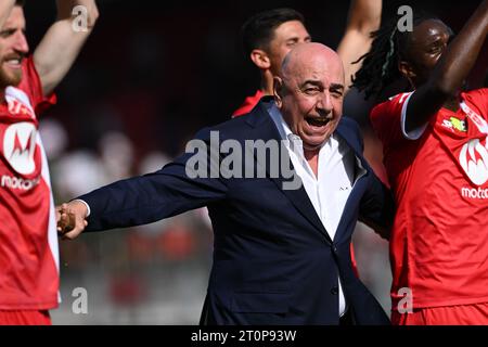 Monza, Italie. 08 octobre 2023. U-Power Stadium, 08.10.23 Adriano Galliani Chef de l'AC Monza après le match de Serie A entre l'AC Monza et l'US Salernitana au U-Power Stadium de Monza, Italia Soccer (Cristiano Mazzi/SPP) crédit : SPP Sport Press photo. /Alamy Live News Banque D'Images