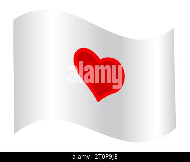 Illustration d'un drapeau volant abstrait avec symbole de coeur rouge Illustration de Vecteur