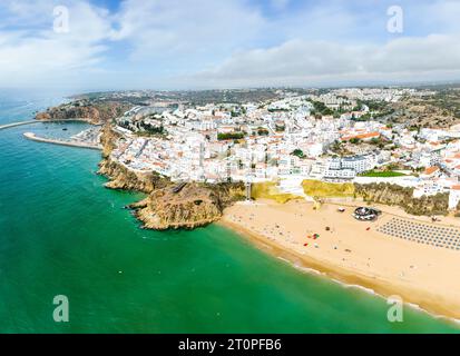 Vue aérienne, Praia dos Pescadores, Albufeira Faro District Algarve, Portugal, Europe Banque D'Images