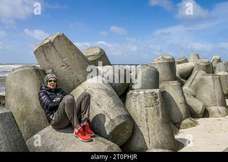 Tetrapoden, Wellenbrecher an der Hörnum-Odde, Hörnum, Sylt, Schleswig-Holstein, Deutschland Banque D'Images