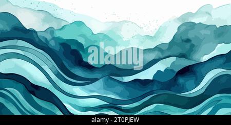 Beau fond aquarelle. Peinture aquarelle turquoise abstraite. Illustration vectorielle. Illustration de Vecteur