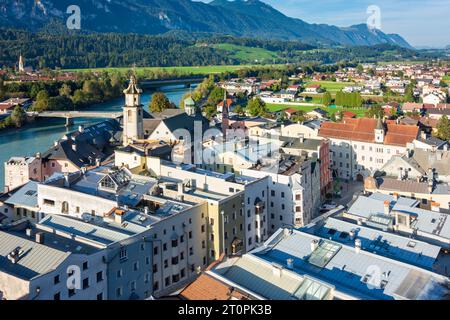 Rattenberg : Rattenberg Old Town, River Inn in Alpbachtal, Tyrol, Tyrol, Autriche Banque D'Images