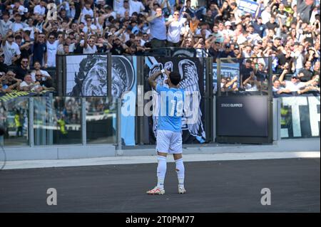 Stadio Olimpico, Rome, Italie. 8 octobre 2023. Serie A football, Lazio contre Atalanta ; Valentin Castellanos de SS Lazio célèbre après avoir marqué le but pour 2-0 à la 11e minute crédit : action plus Sports / Alamy Live News Banque D'Images