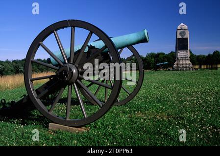 Brooklyn Quatorzième Monument avec cannon, Manassas National Battlefield Park, Virginia Banque D'Images