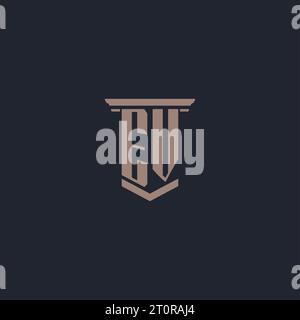 Logo EV monogramme initial avec conception de type pilier Illustration de Vecteur