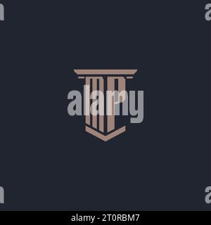Logo MP initial monogramme avec motif pilier Illustration de Vecteur