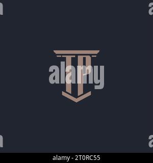 Logo monogramme TP initial avec motif pilier Illustration de Vecteur