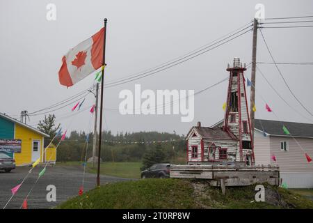 Phare décoratif à Saint Lunaire-Griquet, Terre-Neuve-et-Labrador, Canada Banque D'Images