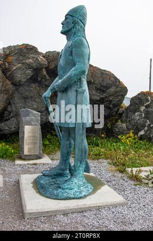 Statue de Leif Erikson à Hay Cove à Saint Lunaire-Griquet, Terre-Neuve-et-Labrador, Canada Banque D'Images