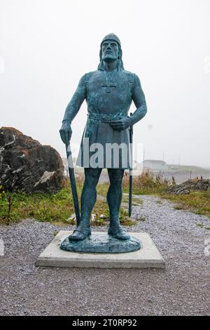 Statue de Leif Erikson à Hay Cove à Saint Lunaire-Griquet, Terre-Neuve-et-Labrador, Canada Banque D'Images