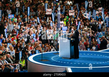 07272016 - Philadelphie, Pennsylvanie, Etats-Unis : le président Barack Obama prend la parole pour soutenir Hillary Clinton lors de la troisième journée de la Convention nationale démocrate. (Jeremy Hogan/Polaris) Banque D'Images