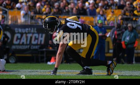 08 OCTOBRE 2023 : T.J. Watt #90 lors du Pittsburgh Steelers vs Baltimore Ravens à Pittsburgh, PA. Jason Pohuski/CSM Banque D'Images