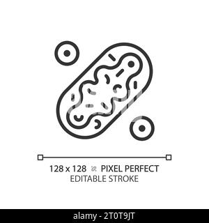 Icône de mitochondrie noire en ligne mince personnalisable en 2D. Illustration de Vecteur