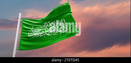 Drapeau du Hamas israël vs palestina, traduire la guerre Israël-Hamas Banque D'Images