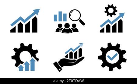 Icône d'analyse commerciale définir l'icône de recherche marketing Illustration de Vecteur