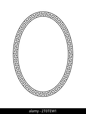 ovale, ellipse, grec, cadre, romain, grèce, forme, cercle, motif, méandre, patern, symbole, bordure, border, greec, ornemental, ornement, design, med Illustration de Vecteur