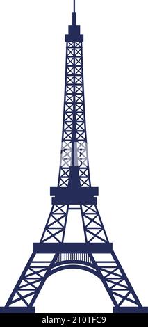 Dessin plat coloré simple du monument historique français de la TOUR EIFFEL, PARIS Illustration de Vecteur