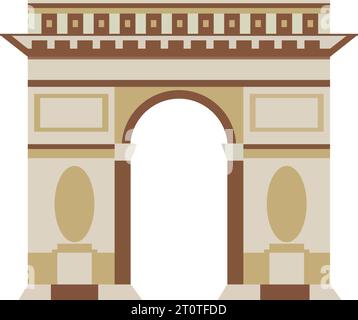 Dessin plat coloré simple du monument historique français de l'ARC de TRIOMPHE DE l'ÉTOILE, PARIS Illustration de Vecteur