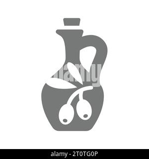 Icône vectorielle de décanteur de liège d'huile d'olive. Logo de bouteille vintage olive. Illustration de Vecteur