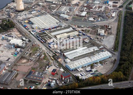 Vue aérienne d'Innospec Manufacturing Park, Ellesmere Port, Cheshire Banque D'Images