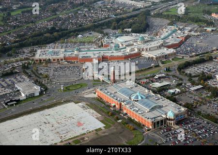 Vue aérienne du centre commercial Trafford Centre à Manchester, Royaume-Uni Banque D'Images