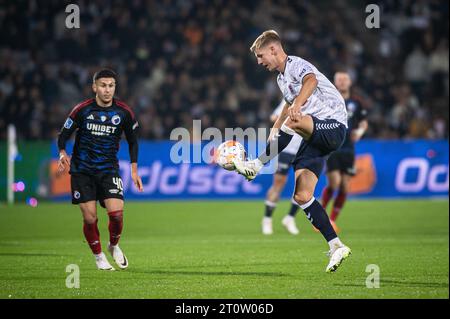 Aarhus, Danemark. 08 octobre 2023. Mats Knoester (3) de l'AGF vu lors du match 3F Superliga entre Aarhus GF et le FC Copenhague au Ceres Park à Aarhus. (Crédit photo : Gonzales photo/Alamy Live News Banque D'Images