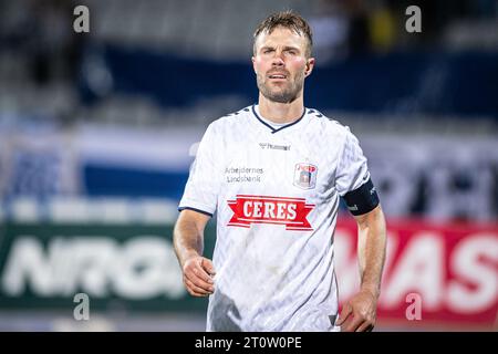 Aarhus, Danemark. 08 octobre 2023. Patrick Mortensen (9) de l'AGF vu lors du match 3F Superliga entre Aarhus GF et le FC Copenhague au Ceres Park à Aarhus. (Crédit photo : Gonzales photo/Alamy Live News Banque D'Images