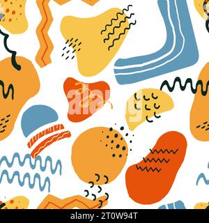 En-tête d'art minimaliste créatif avec différentes formes et textures dessinées à la main divers squiggles naïfs brutaux ondulés et des objets doodle. Floral et botani Illustration de Vecteur