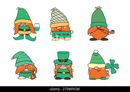 St. Patrick Day personnages gnomes mignons leprechauns mignons Illustration de Vecteur