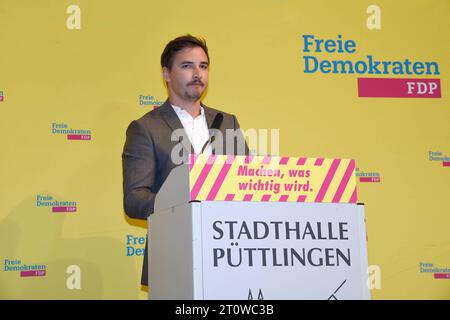 Der Landesparteitag der FDP, fotografiert am Samstag 07.10.2023 à Püttlingen. *** La conférence du FDP, photographiée samedi 07 10 2023 à Püttlingen BUB crédit : Imago/Alamy Live News Banque D'Images