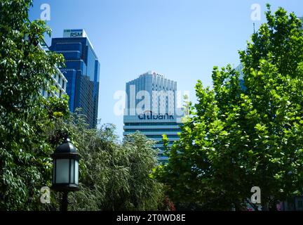 Vue sur le quartier central des affaires de Perth, Australie occidentale Banque D'Images