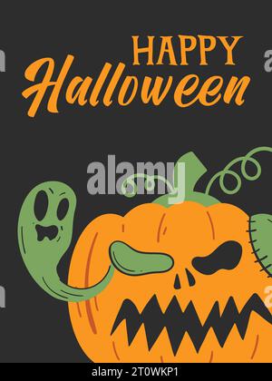 Joyeux Halloween Greeting Card Design Vector illustration. Conception d'affiches. Illustration de Vecteur